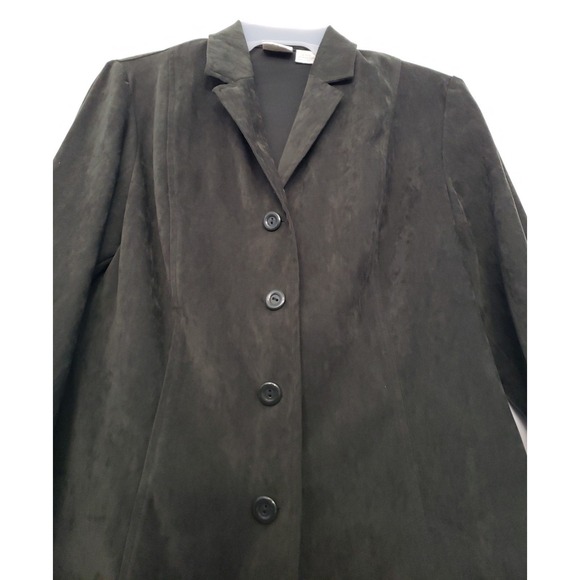 Studio C Womans Blazer faux Suede forest Green Size 8 - Picture 2 of 5